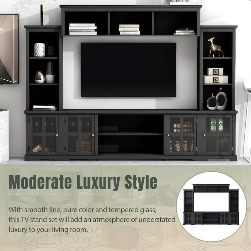 Minimalism Style Entertainment Wall Unit with Bridge, Modern TV Console